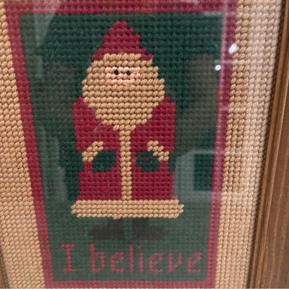 Vintage Handcrafted Santa Needlepoint Art - Picture 4 of 4